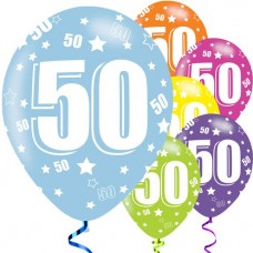 50th Birthday Assorted Balloons - 11'' Latex