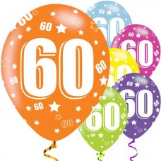 60th Birthday Assorted Balloons - 11'' Latex
