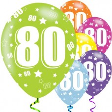 80th Birthday Assorted Balloons - 11'' Latex