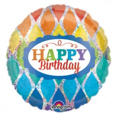 Rainbow Holographic Happy Birthday Balloon - 18" Foil Rainbow Holographic Happy Birthday Balloon - 18" Foil