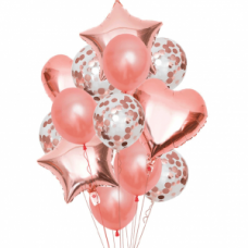 Rose Gold Confetti Balloon Bouquet Kit 14pc