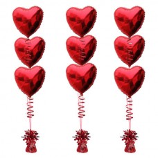 Red Hearts Foil Balloon with Weight