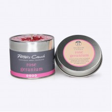 ROSE GERANIUM SCENTED CANDLE IN A TIN