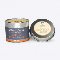 VANILLA TOFFEE FUDGE SCENTED CANDLE IN A TIN